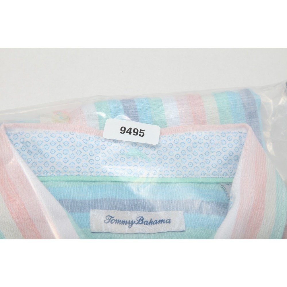 Tommy Bahama Men's XL Casual Button-Down Shirt Striped Linen Blend Pastel - Picture 11 of 11
